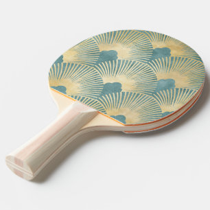 Raquette De Ping Pong Beau motif ventilateur, or turquoise, motif Art Dé