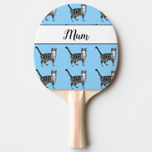 Raquette De Ping Pong Bébé Bleu Blanc Tabby chat Chats Whimsical Maman