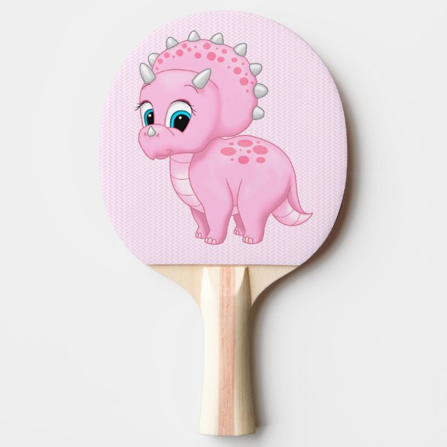 Raquette De Ping Pong Bébé mignon Tricératops roses Dinosaur (Devant)