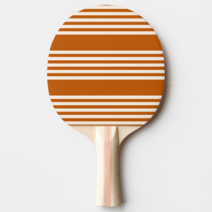 Raquette De Ping Pong Beige et orange brûlé cinq rayures motif