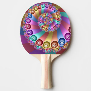 Raquette De Ping Pong Belles couleurs arc-en-ciel Art fractal Abstrait
