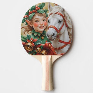 Raquette De Ping Pong Bells Holly et Horse Christmas Elf