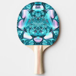 Raquette De Ping Pong BETH ~ MARSHMALLOWS ~ Bleu rose fractal ~