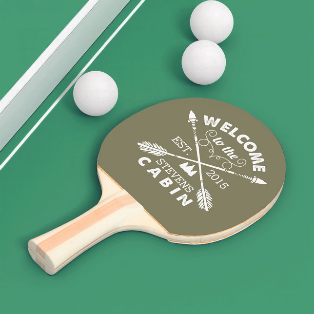 Raquette De Ping Pong Bienvenue au Cabine | Flèches rustiques personnali (Créateur téléchargé)