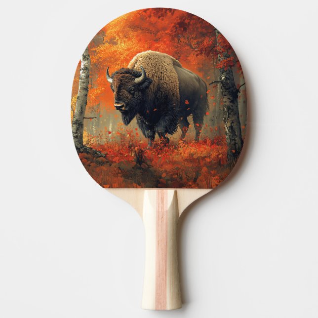 Raquette De Ping Pong Bison dans l'artisanat boisé d'automne (Devant)