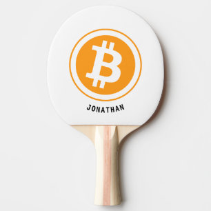 Raquette De Ping Pong Bitcoin Amusant Orange White CryptoCurrency Nom