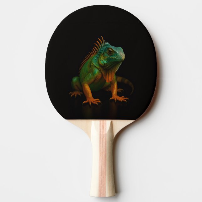 Raquette De Ping Pong Black 4 Luxe ping pong paddle, Green Iguana (Dos)