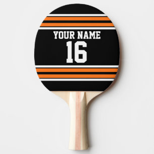 Raquette De Ping Pong Black avec Orange White Stripes Team Jersey