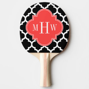 Raquette De Ping Pong Black Whal Marocain #5 Coral Rouge 3 Monogramme in
