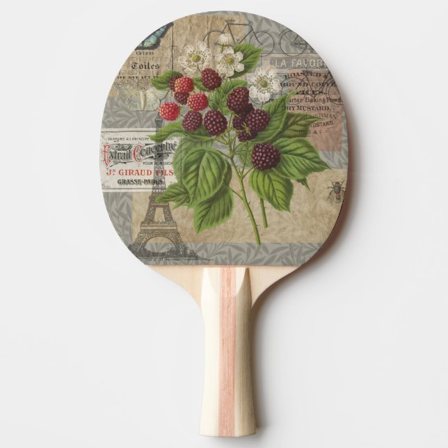 Raquette De Ping Pong Blackberries Floral Garden Flower Papillon Art (Devant)