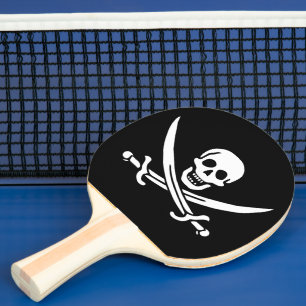 Raquette De Ping Pong Blanc, Drapeau Pirate Calico Jack, Crâne & Cutlass