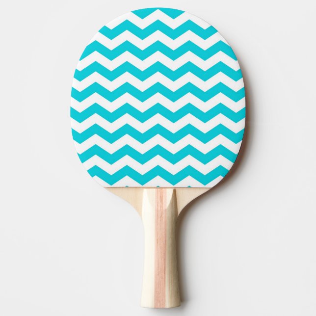 Raquette De Ping Pong Blanc et motif de zigzag d'Aqua (Devant)