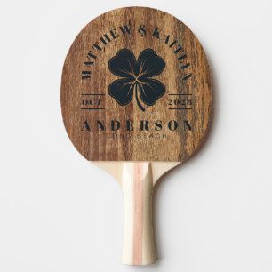 Raquette De Ping Pong Blason de mariage Irish Lucky Clover en bois de cè