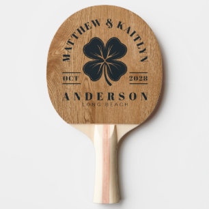 Raquette De Ping Pong Blason de mariage Trèfle Irlandais Bois de Pin de 