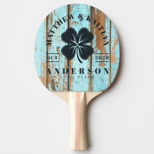 Raquette De Ping Pong Blason de mariage Trèfle Irlandais Chanceux Bois L