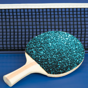 Raquette De Ping Pong Bleu aqua brillant faux paillettes scintille