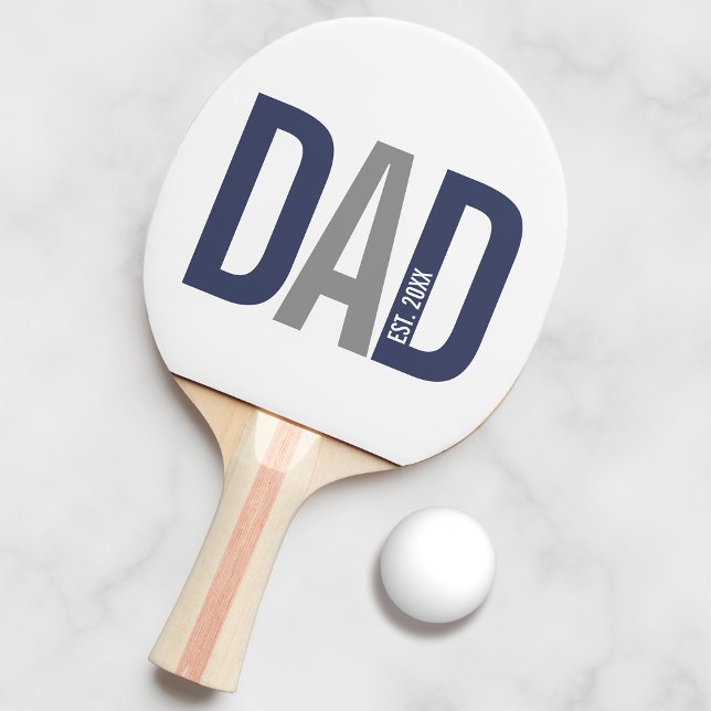 Raquette De Ping Pong Bleu de marine moderne Papa personnalisé établi (Créateur téléchargé)