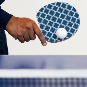 Raquette De Ping Pong Bleu et Bébé Bleu Trellis, treillis, Quatrefoil