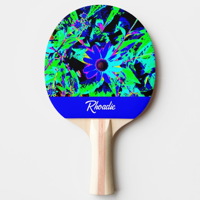 Raquette De Ping Pong Bleu et noir rétro (Devant)