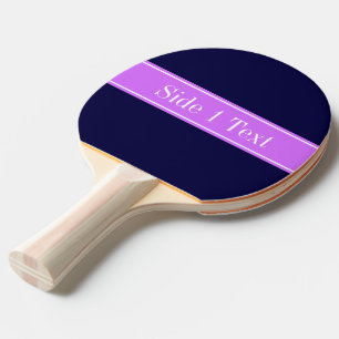 Raquette De Ping Pong Bleu marine solide, monogramme lilas de nom de