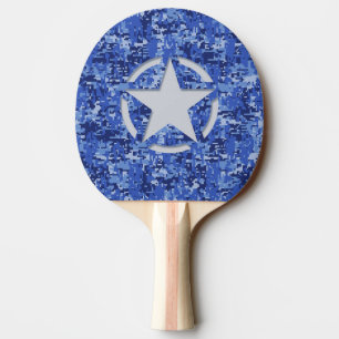 Raquette De Ping Pong Bleu marine vintage de pochoir d'étoile Digital