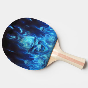 Raquette De Ping Pong bleu skull head in blue flambling ping pong paddle