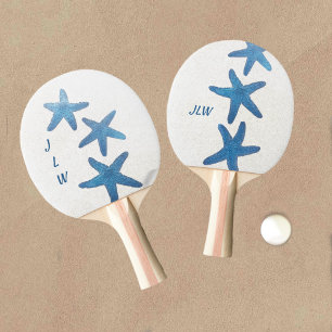 Raquette De Ping Pong Bleu Starfish Nautique Nom personnalisé Initiales