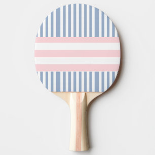 Raquette de Ping Pong Bleue Rose & Blanche Rayée