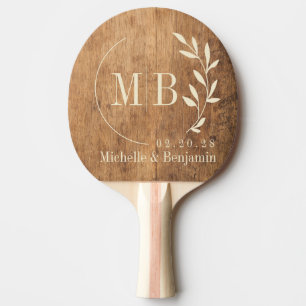 Raquette De Ping Pong Bloc de découpage vintage Monogramme de mariage au