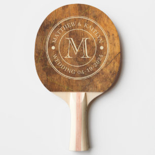 Raquette De Ping Pong Bloc de Découpe Monogramme de Mariage