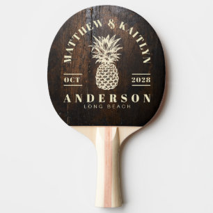 Raquette De Ping Pong Bloc de découpe sombre tropical mariage à l'ananas