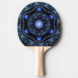 Raquette De Ping Pong Blue Black Turquoise brillant dentelle Boho Fracta