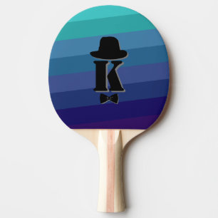 Raquette De Ping Pong Blue Ombre Nom Monogramme Initial Pour Hommes