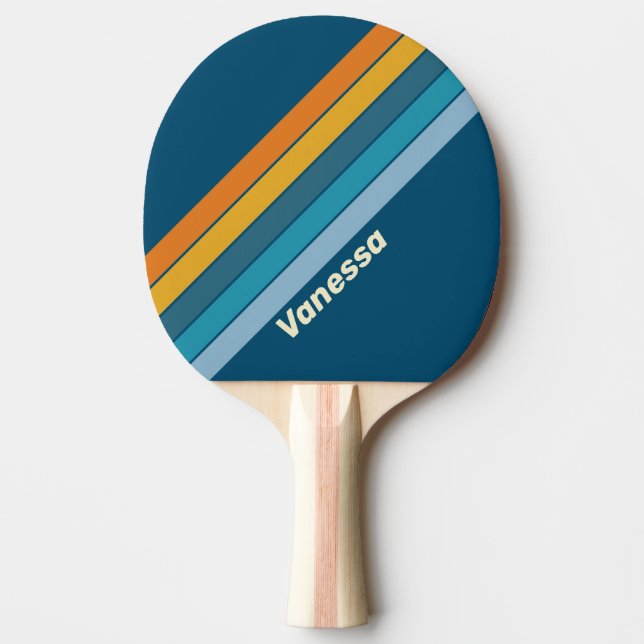 Raquette De Ping Pong Blue Sun Striped with Name (Devant)