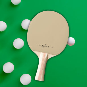 Raquette De Ping Pong Blush Dusty Jaune moderne fille Monogramme Nom