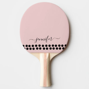 Raquette De Ping Pong Blush Dusty rose moderne Script Monogramme Nom