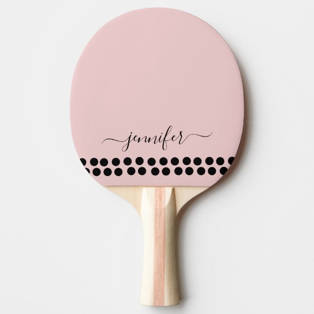 Raquette De Ping Pong Blush Dusty rose moderne Script Monogramme Nom (Devant)