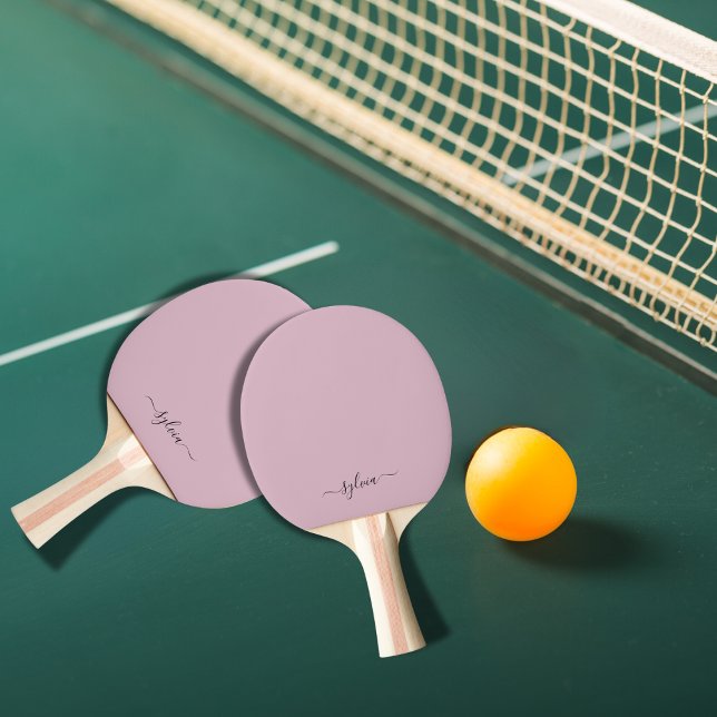 Raquette De Ping Pong Blush Dusty Rose rose moderne fille Monogramme Nom (Dusty rose pink monogram ping pong paddle)