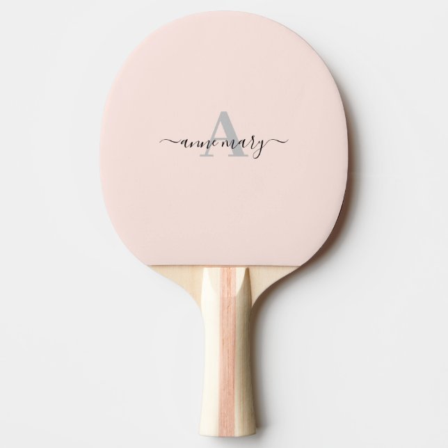 Raquette De Ping Pong Blush rose Personnalisé Nom Monogramme Cadeau Favo (Devant)
