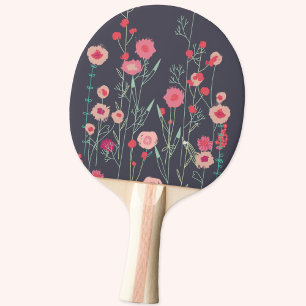Raquette De Ping Pong Boho Dark Plymouth Fleurs Peinture moderne
