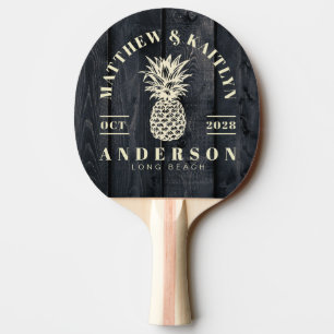 Raquette De Ping Pong Bois Brûlé Foncé Tropical Mariage Ananas