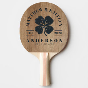 Raquette De Ping Pong Bois de bouleau clair Blason de mariage Trèfle irl