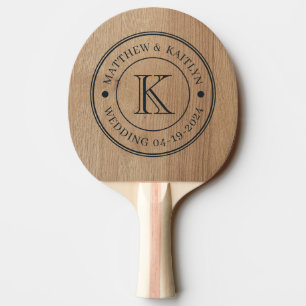 Raquette De Ping Pong Bois de bouleau clair Monogramme de mariage