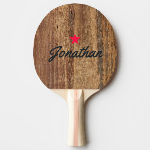 Raquette De Ping Pong Bois de Cèdre Brut Étoile Vintage Signature