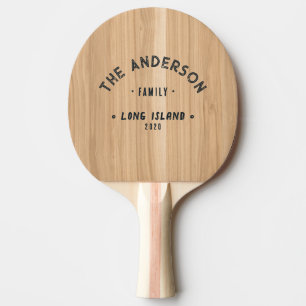 Raquette De Ping Pong Bois de Chêne Blanc Vintage Nom de Famille Bord de