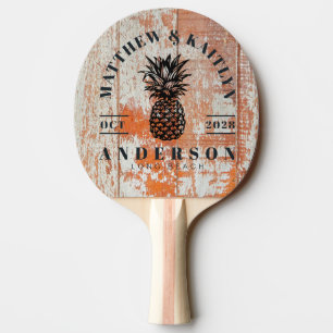 Raquette De Ping Pong Bois de grange usé Crête de mariage tropicale Anan