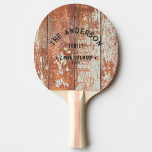 Raquette De Ping Pong Bois de grange usé nom de famille vintage bord de 