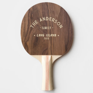 Raquette De Ping Pong Bois de noyer vintage nom de famille bord de mer