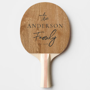 Raquette De Ping Pong Bois de pin de campagne avec nom de famille écrit 