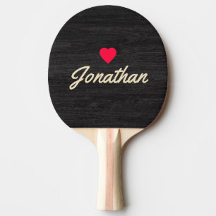 Raquette De Ping Pong Bois foncé modeste vintage signature cœur